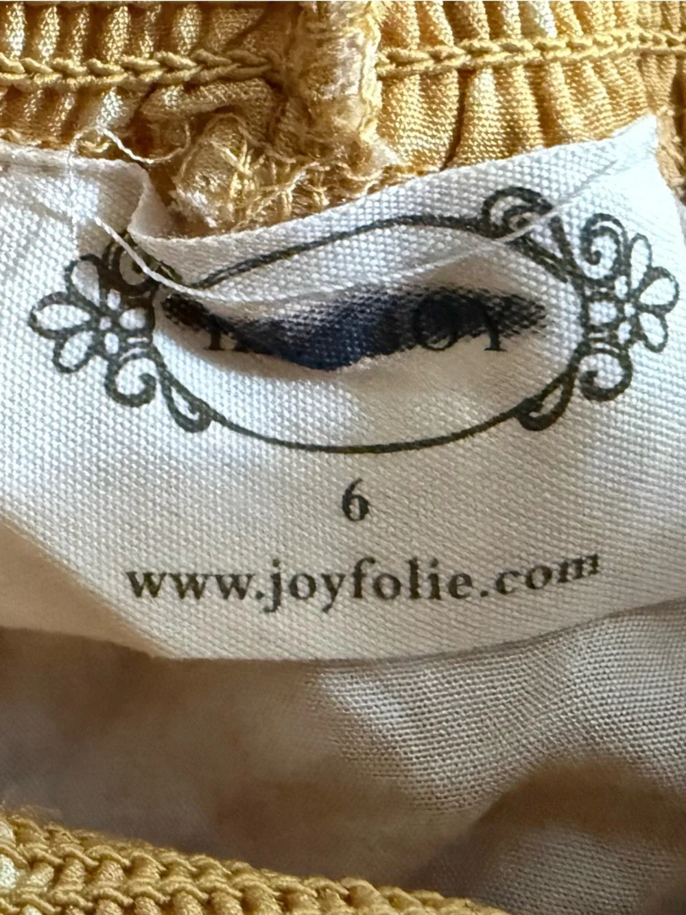 Joyfolie Mia Joy Mustard Yellow Girls 2 Piece Set Floral Top Shorts Size 6